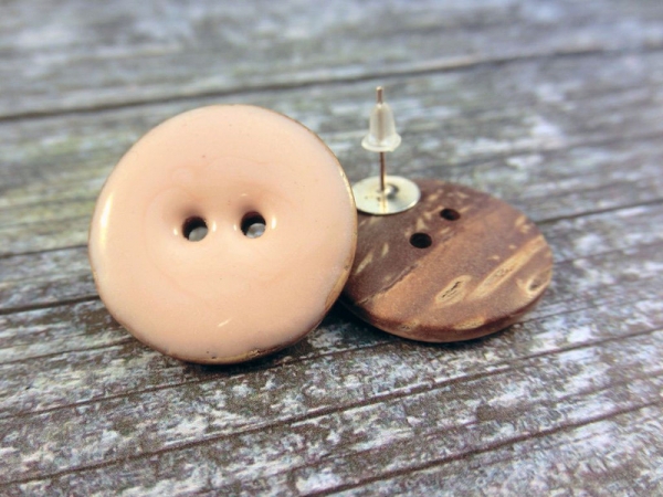 Keramik Kokos Knopf Ohrstecker rosa